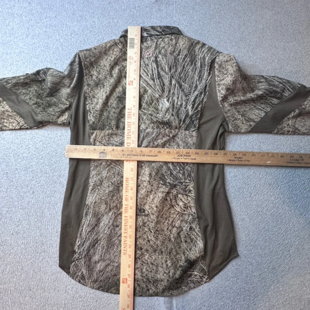 Magellan Shirt Womens M Brown Mossy Oak‎ Camo Hunt Gear Mesh Panel Button Down